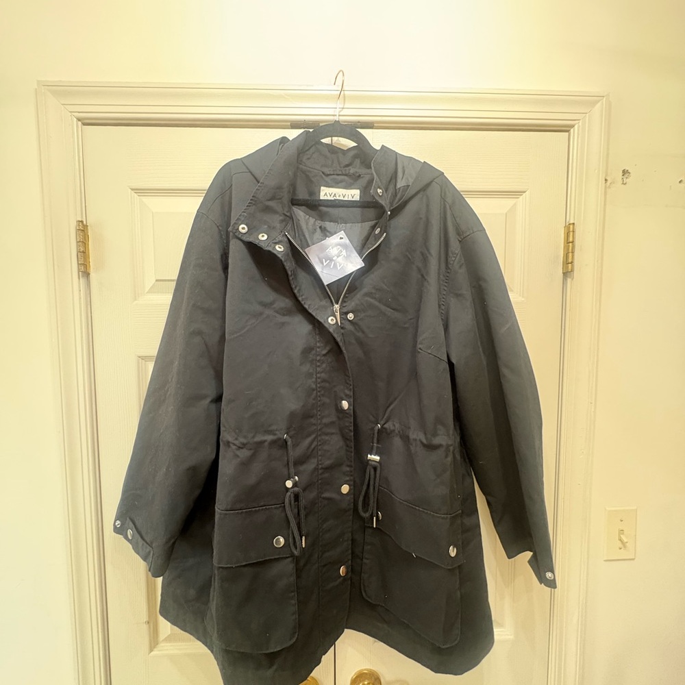 Ava & Viv Black Hooded Utility Parka